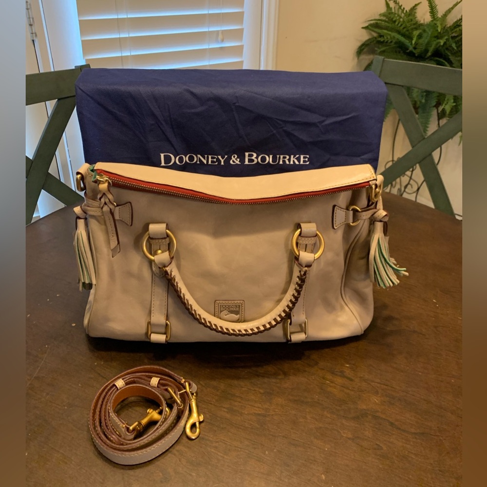 Dooney & Bourke Florentine Large Leather Tasseled Satchel Bag